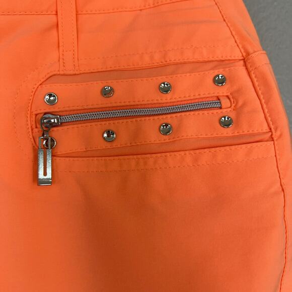 Jamie Sadock Women's Size 8 Passion Orange Golf Knee Shorts Zip Pockets Bermuda - Picture 5 of 12